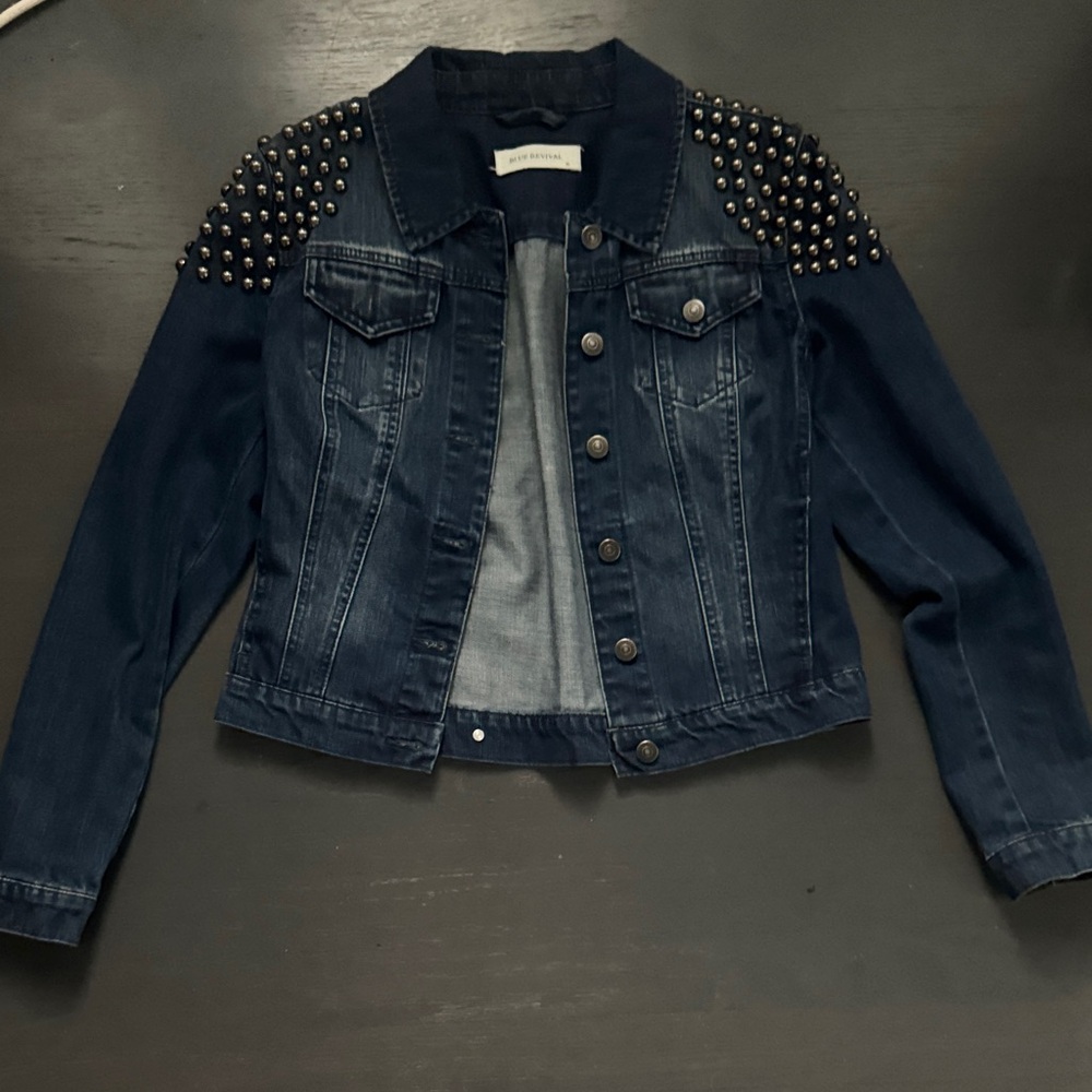 Dark Blue Studded Jean Jacket